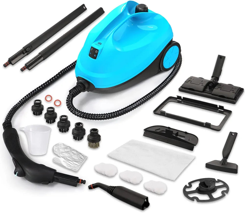 MLMLANT Steam Cleaner, Steam Mop with 21-Piece Accessory Set, 1.5L Water Tank Capacity 1500W Handheld Steamer Carpet Cleaner for Multi-Purpose and Multi-Surface Floors, 16.4ft Power Cord, Blue