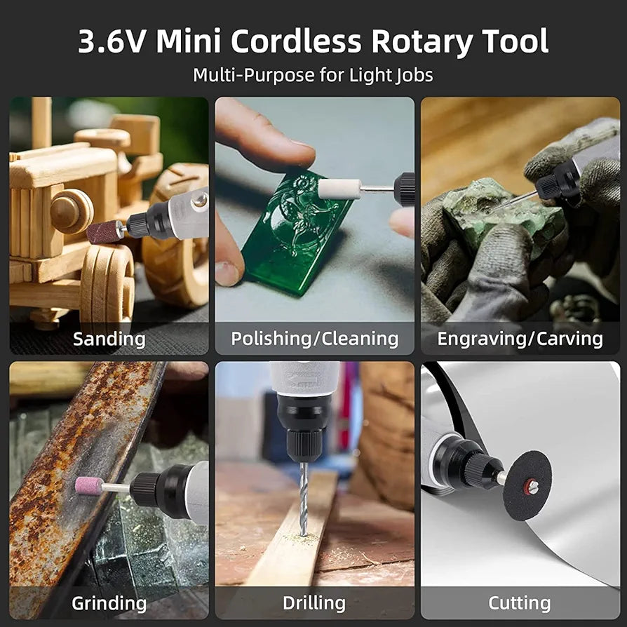 TOWALLMARK Rotary Tool Kit, Towallmark Cordless Rotary Tool 3.6V with 50 Accessories, USB Rechargeable, 3 Speed Mini Rotary Tool Multi-Purpose for Sanding, Polishing, Drilling, Engraving, DIY Small Projects