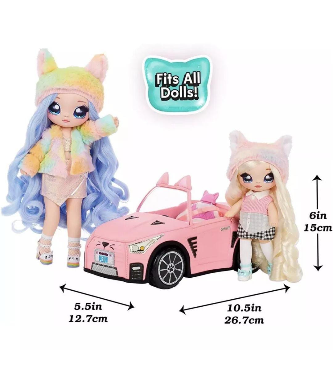 Na Na Na Surprise Soft Plush Convertible Kitty Car Pink Doll Vehicle - New 2021