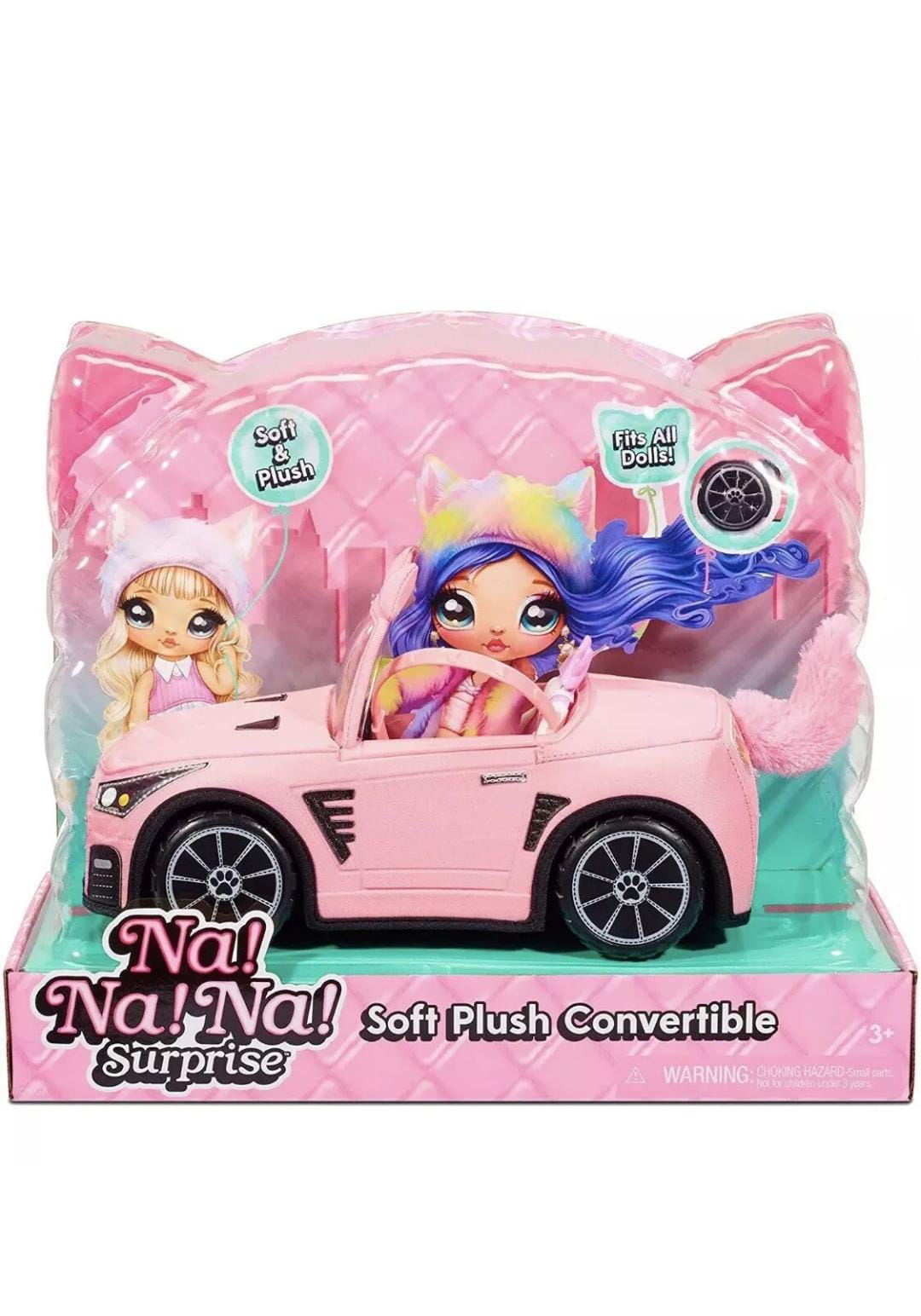 Na Na Na Surprise Soft Plush Convertible Kitty Car Pink Doll Vehicle - New 2021