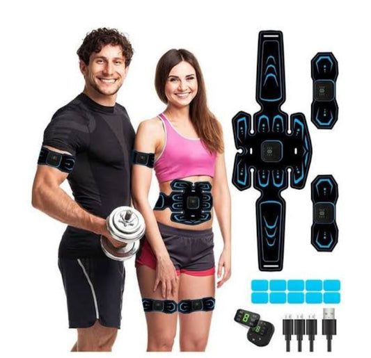 EMS MUSCLE STIMULATOR ABS Trainer Muscle Stimulator, Abdomen Heat Sweat Stimulator 8 Modes 19 Lntensity Levels,Abdominal Trainer with EMS Technology,Home Gym Fitness Device with Display and USB Rechargeable