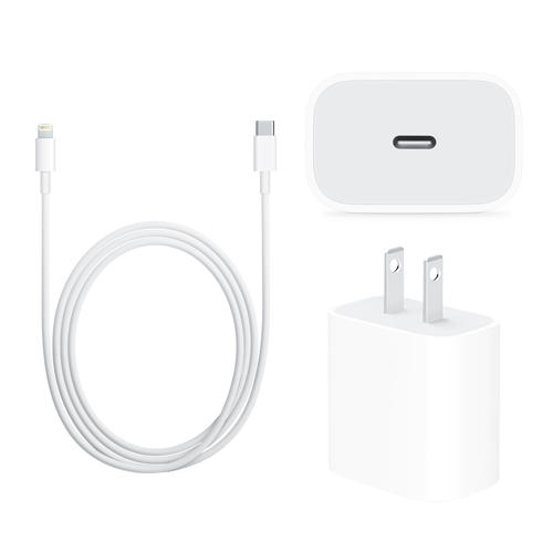 ORIGINAL FAST CHARGER BUNDLE FOR IPHONE, IPAD - TYPE-C TO LIGHTENING CABLE (1M) + TYPE C ADAPTER